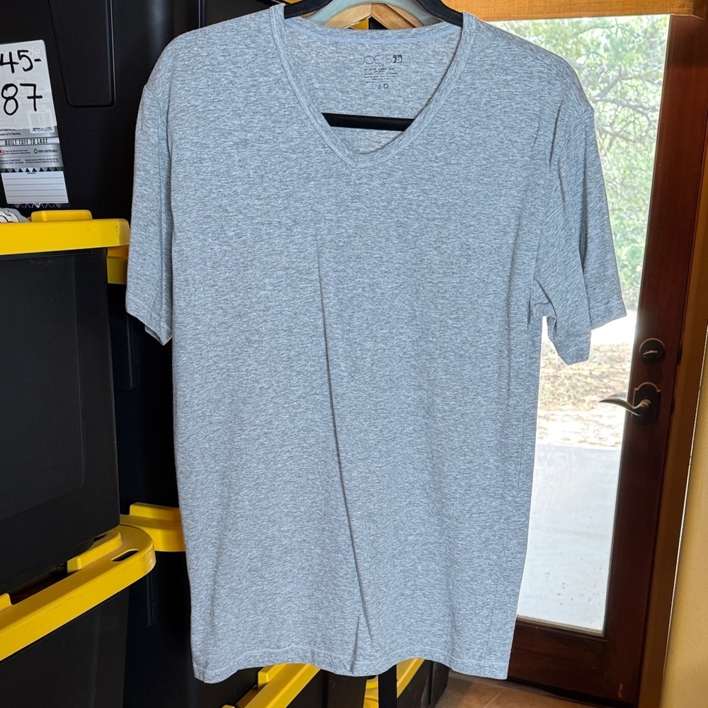 Joe's Jeans Shirt Men Gray V-Neck Short Sleeve Size Large